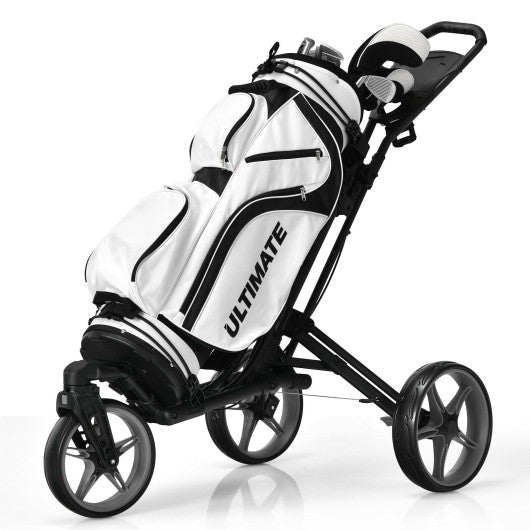 Folding Golf Push Cart with Scoreboard Adjustable Handle Swivel Wheel-Gray
