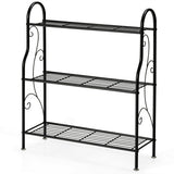 3-Tier Scrollwork Designed Metal Plant Stand-Black