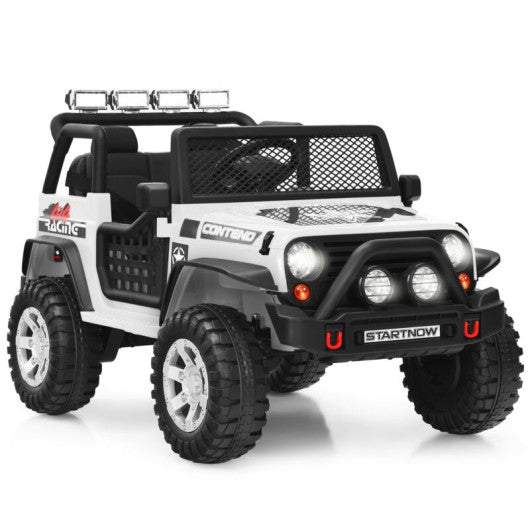 12V Kids Remote Control Electric Ride On Truck Car with Lights and Music -White