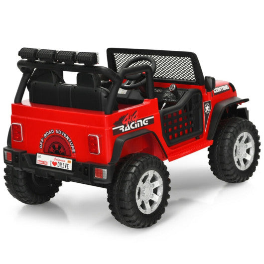 12V Kids Remote Control Electric Ride On Truck Car with Lights and Music -Red