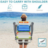 2-Pack Folding Backpack Beach Chair 5-Position Outdoor Reclining Chairs with Pillow-Yellow
