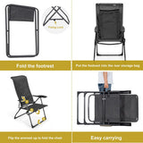 4 Pieces Patio Adjustable Back Folding Dining Chair Ottoman Set-Gray