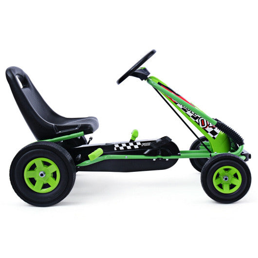 4 Wheels Kids Ride On Pedal Powered Bike Go Kart Racer Car Outdoor Play Toy-Green