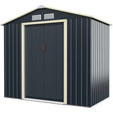 7 Feet x 4 Feet Metal Storage Shed with Sliding Double Lockable Doors-Gray