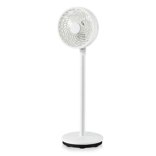 9 Inch Portable Oscillating Pedestal Floor Fan with Adjustable Heights and Speeds-White