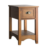 Set of 2 Contemporary Side End Table with Drawer -Natural