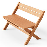 2-Person Indonesia Teak Wood Folding Outdoor Benches with Slatted Seat