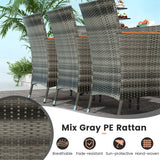 11 Pieces Patio Dining Set with 15 Feet Double-Sided Patio Umbrella Base Included-Orange
