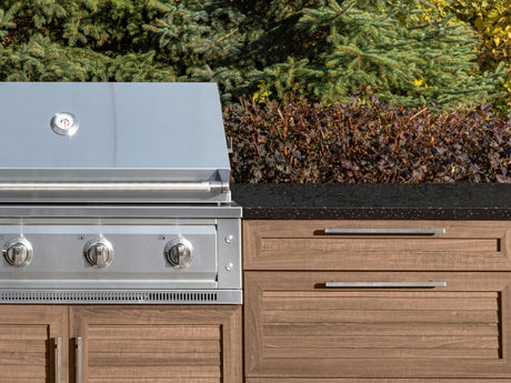 Outdoor Kitchen Stainless Steel 4 Piece Cabinet Set with 2 Door, Grill Cabinet, Platinum Grill and Countertop