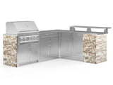 Outdoor Kitchen Signature Series 8 Piece L Shape Cabinet Set with 2 Door, Bar, Platinum Grill and Grill Cabinet