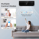 12000 BTU 22 SEER2 208-230V Wifi Enabled Mini Split Air Conditioner and Heater Black