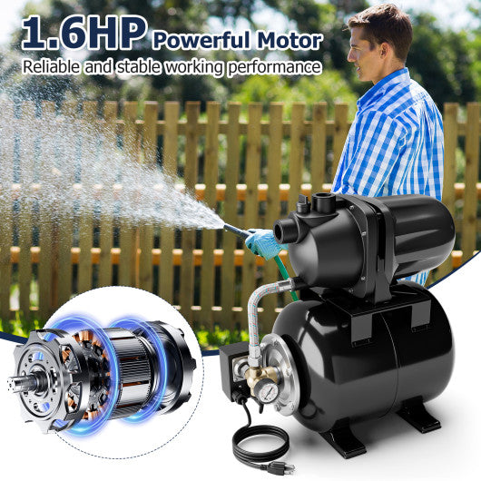 1200 W Garden Water Pump Shallow Well Pressurized Irrigation-Black