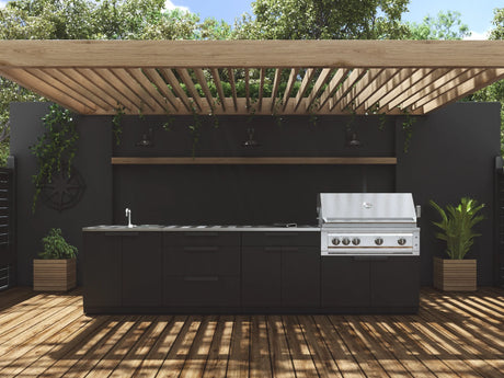 Outdoor Kitchen Stainless-Steel 5 Piece Cabinet Set with Bar, Sink, Grill Cabinet, Performance Grill, and Countertop