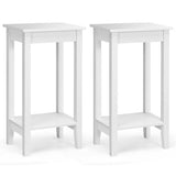 Set of 2 Versatile 2-Tier End Table with Storage Shelf-White