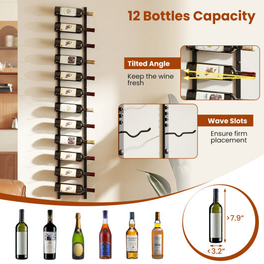6/9/12-Bottle Rustproof Wall-Mounted Wine Rack-XL