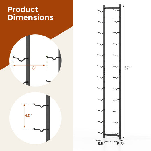 6/9/12-Bottle Rustproof Wall-Mounted Wine Rack-XL