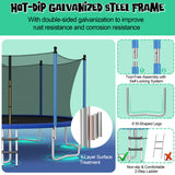 Outdoor Recreational Trampoline with Ladder and Enclosure Net-12 ft