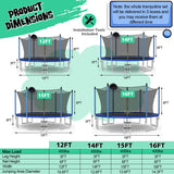 Outdoor Recreational Trampoline with Ladder and Enclosure Net-12 ft