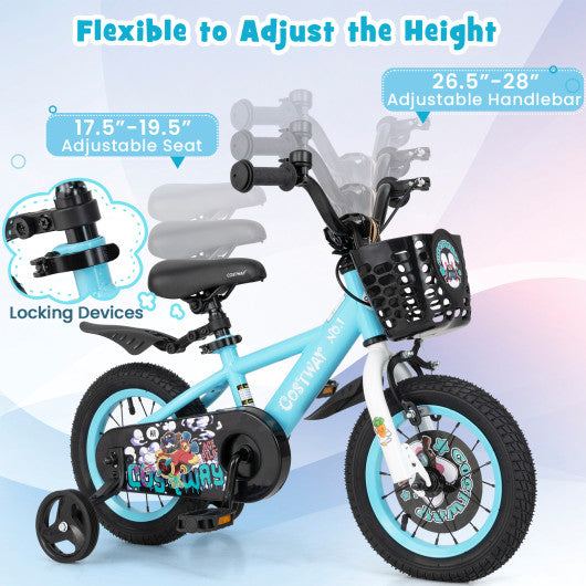 12 Inch Kids Bike with Adjustable Handlebar and Saddle for 3-4 Years Old-12 inches