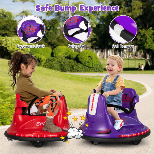 12V Kids Ride On Bumper Car with Remote Control Lights and Music-Purple