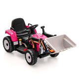 12V Battery Powered Kids Ride on Excavator with Adjustable Arm and Bucket-Pink