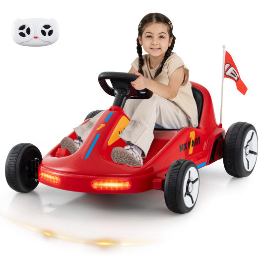 12V Electric Go Kart for Kids Race Toy with Remote Control and Music-Red