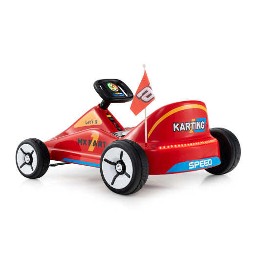 12V Electric Go Kart for Kids Race Toy with Remote Control and Music-Red