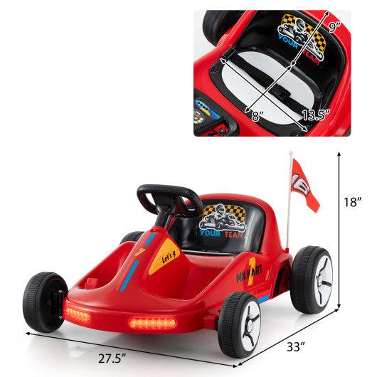 12V Electric Go Kart for Kids Race Toy with Remote Control and Music-Red