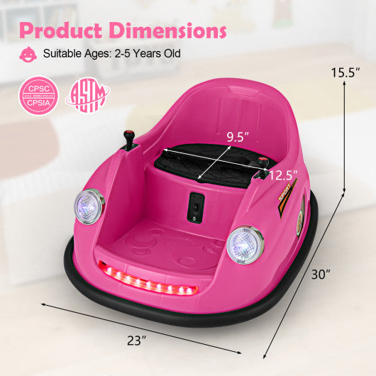 12V Electric Kids Ride on Bumper Car Battery Powered Bumping Car with Remote Control-Pink