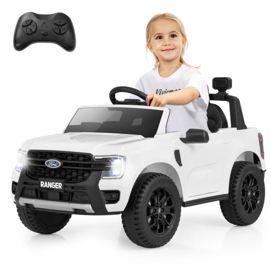 12V Electric Kids Ride on Car Licensed Ford Ranger with Remote Control and Music-White