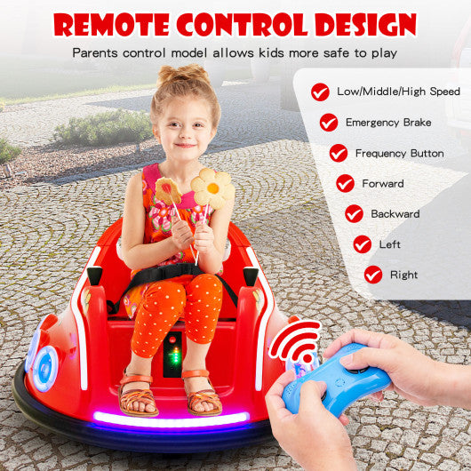 12V Electric Ride On Car with Remote Control and Flashing LED Lights-Red