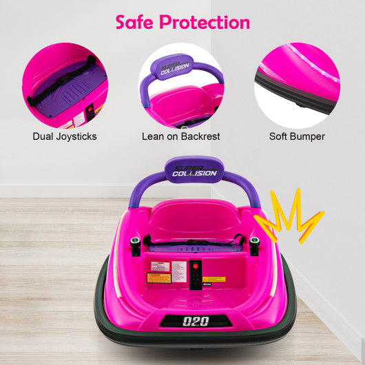 12V Kids Bumper Car Ride on Toy with Remote Control and 360 Degree Spin Rotation-Pink