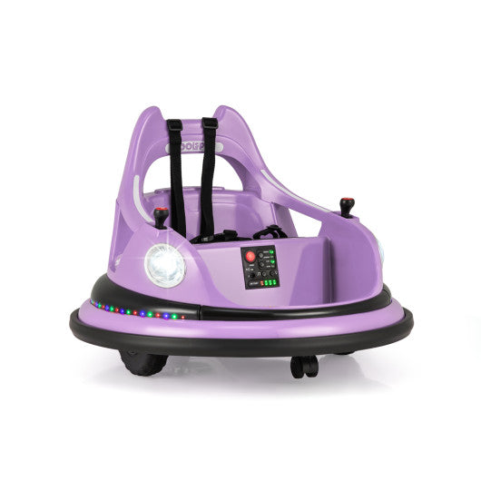 12V Kids Ride On Bumper Car with Remote Control and Dual Joysticks-Purple