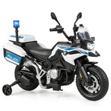 12V BMW Kids Ride On Police Motorcycle with Light and Music-White