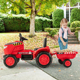 12V Kids Ride On Tractor with Trailer and Remote Control-Red