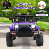 12V Kids Ride On Truck with Remote Control and Headlights-Purple