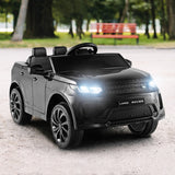 12V Kids Ride On Car with Remote Control Lockable Doors Slow Start System and LED Lights-Black