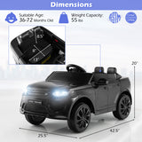 12V Kids Ride On Car with Remote Control Lockable Doors Slow Start System and LED Lights-Black