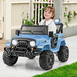 12V Kids Ride on Truck Car with Remote Control Threaded Wheels and 3 Speeds-Navy