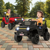 12V Kids Ride on Truck Car with Parental Remote and Music Player-Black