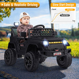 12V Kids Ride on Truck Car with Parental Remote and Music Player-Black