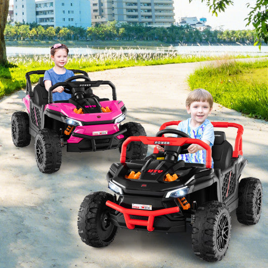 12V Kids Ride on Truck Off-Road UTV with Parental Remote and Lights-Black