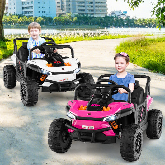 12V Kids Ride on Truck Off-Road UTV with Parental Remote and Lights-Pink