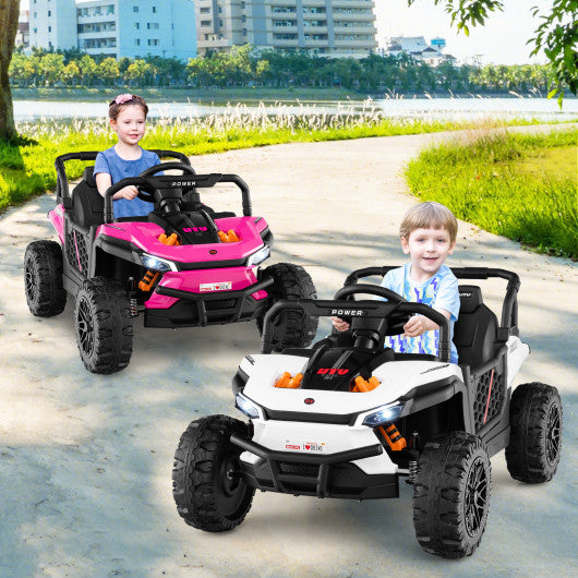 12V Kids Ride on Truck Off-Road UTV with Parental Remote and Lights-White