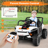 12V Kids Ride on Truck Off-Road UTV with Parental Remote and Lights-White