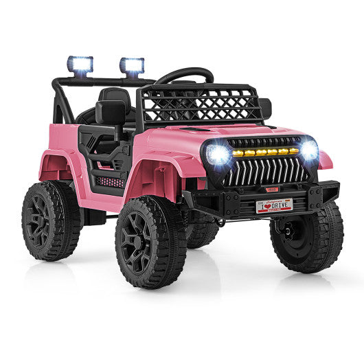 12V Kids Ride on Truck Car with Parental Remote and Music Player-Pink