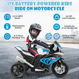 12V Licensed BMW Kids Motorcycle Ride-On Toy for 37-96 Months Old Kids-Blue