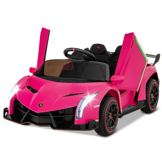 12V Licensed Lamborghini 4WD Kids Ride-on Sports Car with 2.4G Remote-Pink