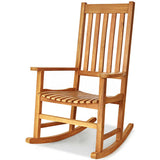 Indoor Outdoor Wooden High Back Rocking Chair-Natural