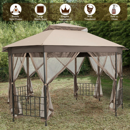 10’x 12’ Octagonal Patio Gazebo-Brown